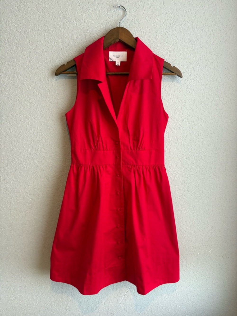 Pomander Place Tuckernuck Red Sleeveless Shirt Dress Collared Button Fit Flare